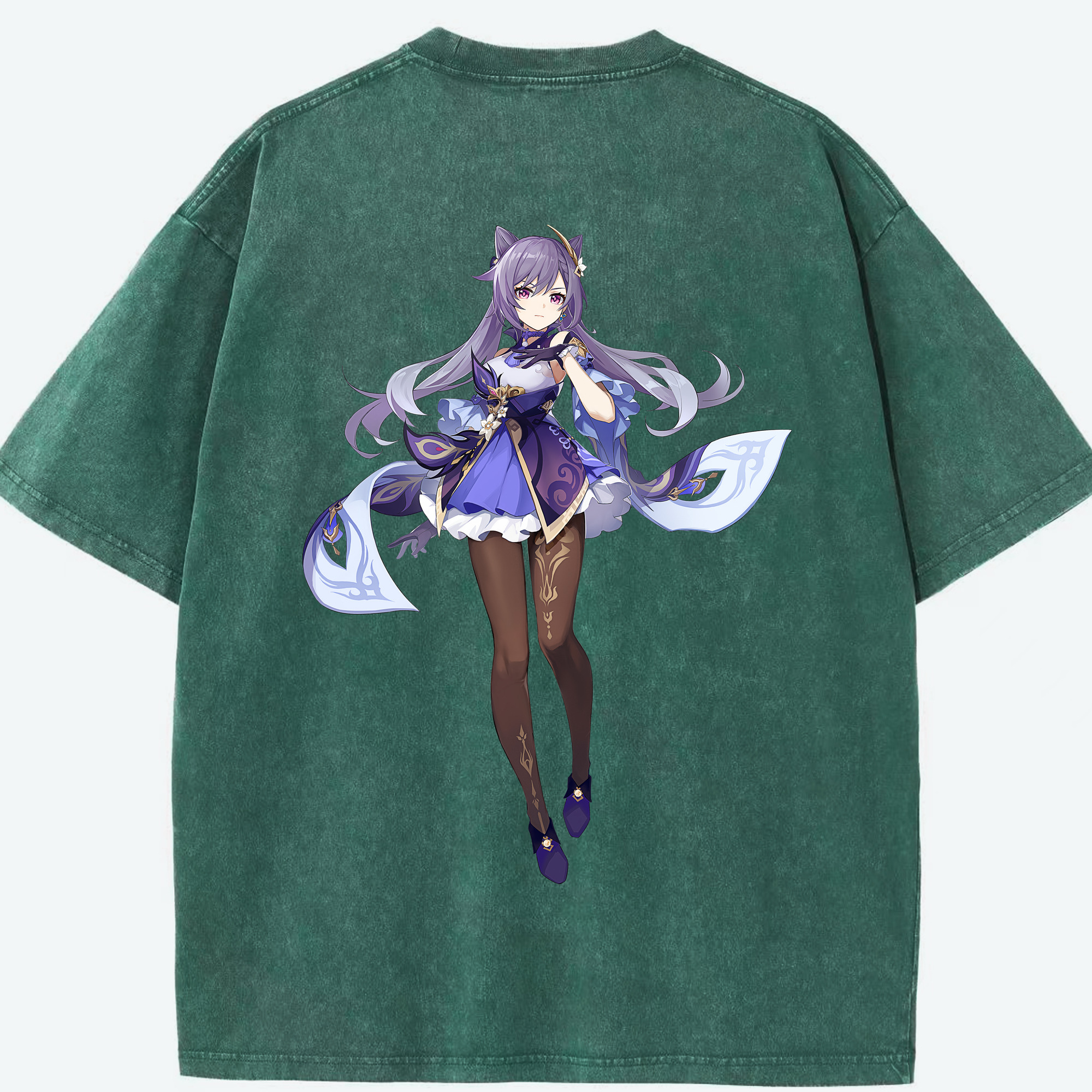 げんし神 刻晴 こくせい genshin Kokusei 綿100% ヴィンテージ風 半袖Tシャツ（背面プリント）